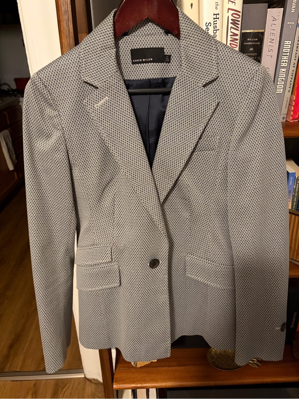 Karen Millen Gray and Navy Patterned Women's Blazer
